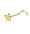 Checked Star Silver Curved Nose Stud NSKB-03b